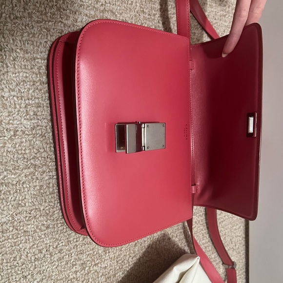 Celine Classic Box Medium Bubble Pink SilverHardware Smooth Leather Shoulder Bag - Picture 8 of 14